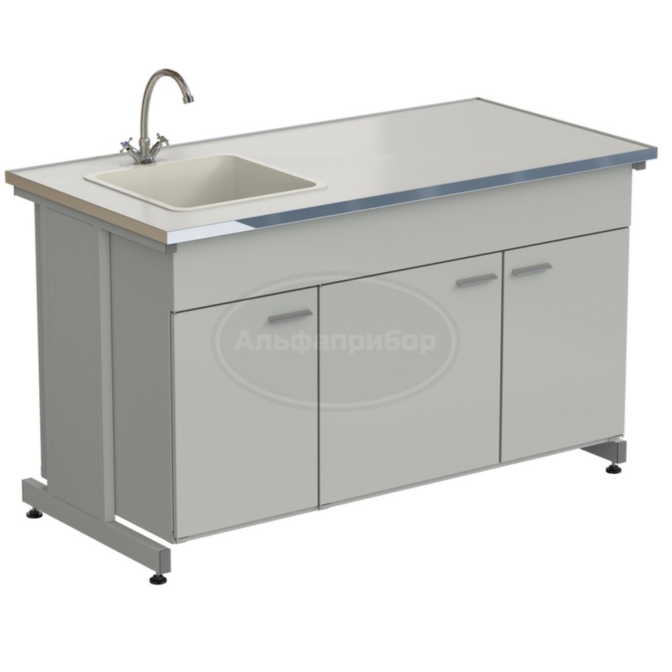 Мойка одинарная 1515х750х900 мм, одна чаша фридурит слева, смеситель, раб. поверхность - Labgrade-лайт