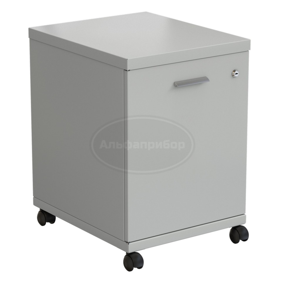 Тумба подкатная 460х530х640 мм, дверь левая, раб. поверхность - сталь, цвет - серый