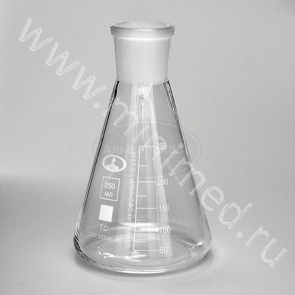 Колба Кн-1-250-29/32 ТУ 9464-019-29508133-2015, с делениями ТС, МиниМед, упаковка 12 / кор.72шт