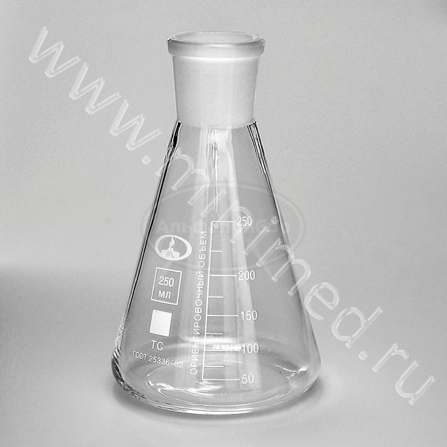 Колба Кн-1-250-29/32 ТУ 9464-019-29508133-2015, с делениями ТС, МиниМед, упаковка 12 / кор.72шт