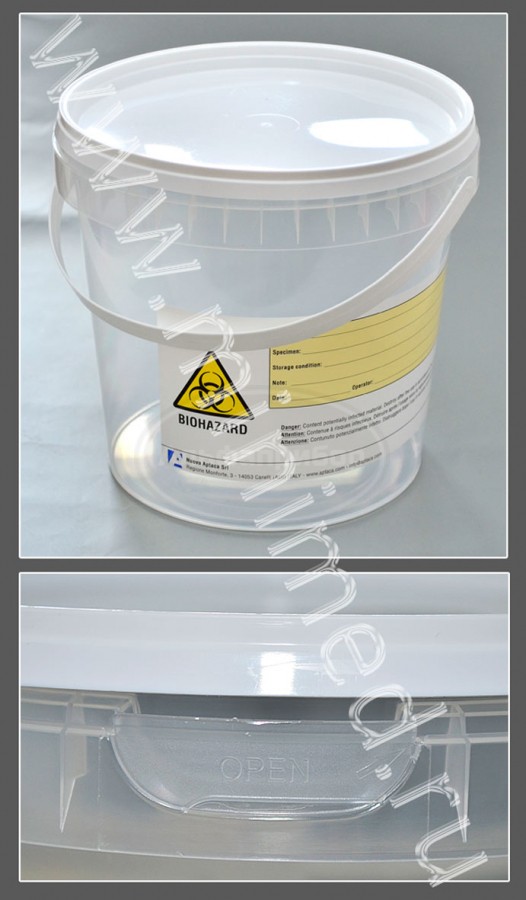 Контейнер для отбора, транспортировки и хранения биологических материалов (для гистологии), 2000мл с защелкивающейся крышкой, с этикеткой., нестерильный, п/п, Aptaca, кор125шт