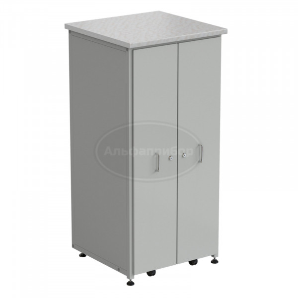 Шкаф с 2 выдвижными вертикальными секциями 640x630x1350 мм, белый ламинат, серый металл