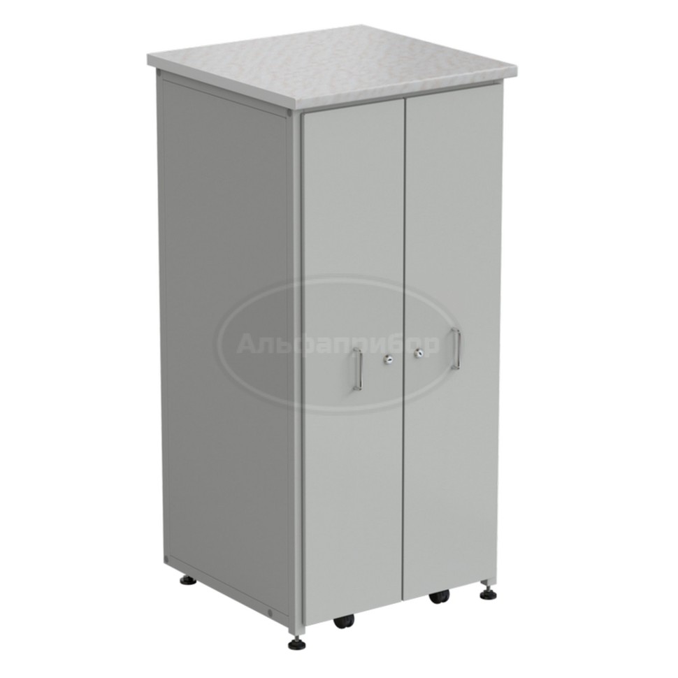 Шкаф с 2 выдвижными вертикальными секциями 640x630x1350 мм, белый ламинат, серый металл