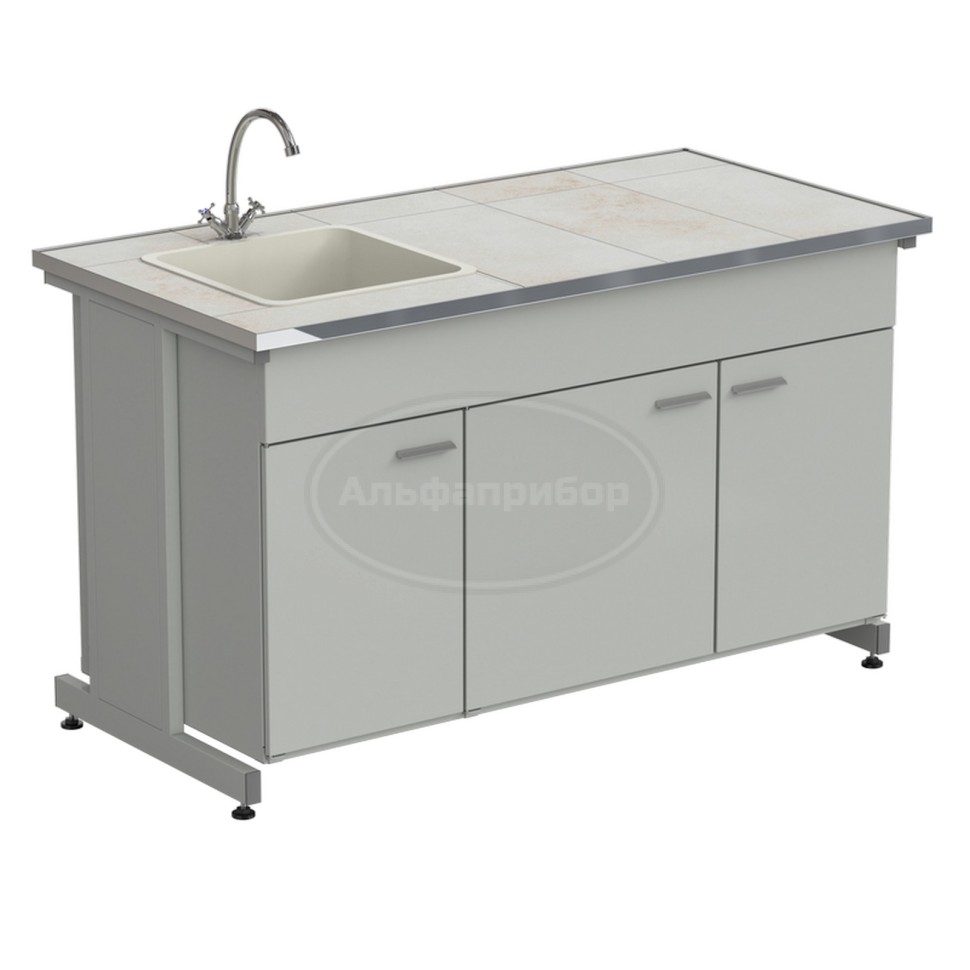 Мойка одинарная 1515х750х900 мм, одна чаша фридурит слева, смеситель, раб. поверхность - керамика