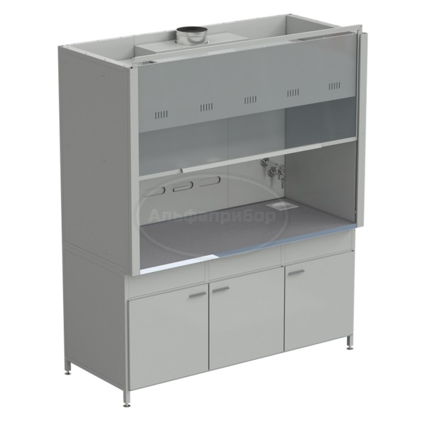 Шкаф вытяжной с подводом воды с ВЗБ светильником 1800х900х2145 мм, раб. поверхность - монолитный керамогранит