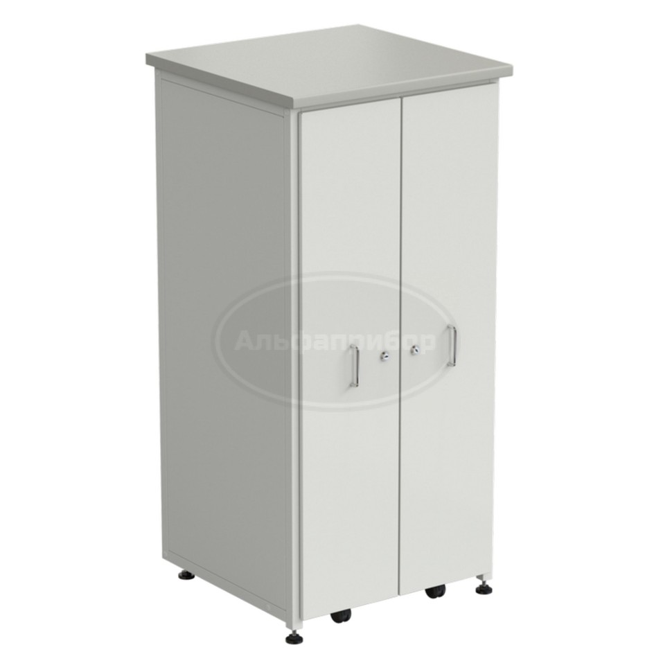 Шкаф с 2 выдвижными вертикальными секциями 640x630x1350 мм, серый ламинат, белый металл