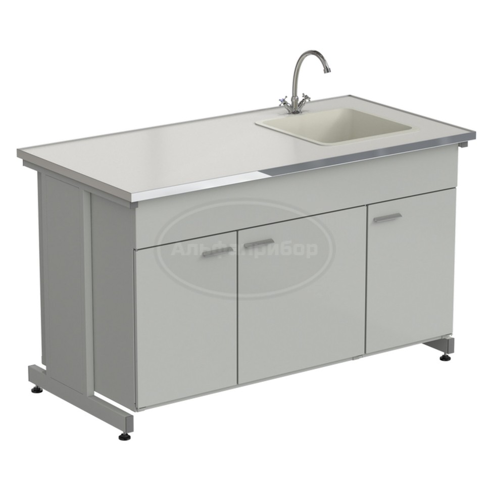 Мойка одинарная 1515х750х900 мм, одна чаша фридурит справа, смеситель, раб. поверхность - Labgrade-лайт