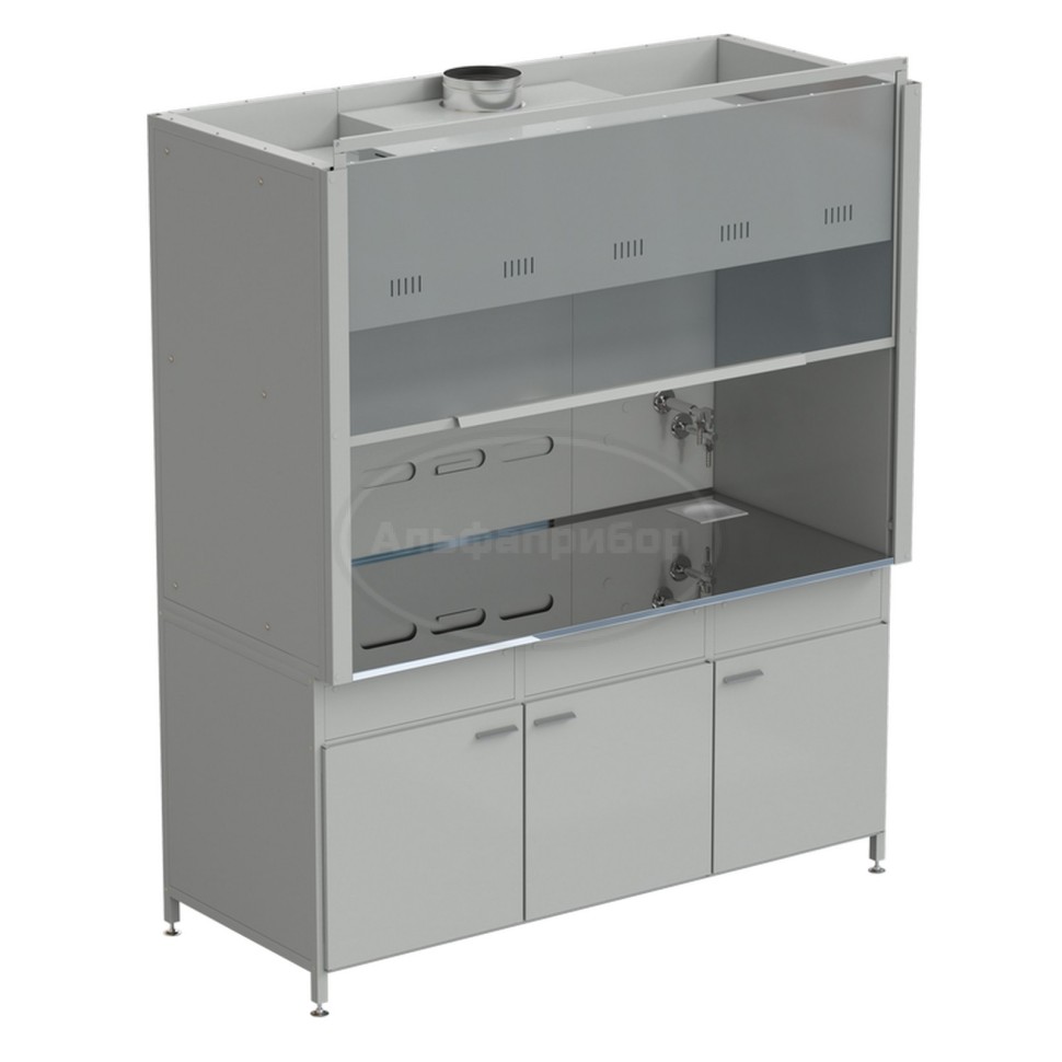 Шкаф вытяжной с подводом воды с ВЗБ светильником 1800х900х2145 мм, раб. поверхность - нержавеющая сталь