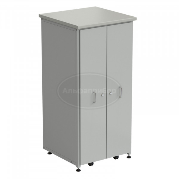 Шкаф с 2 выдвижными вертикальными секциями 640x630x1350 мм, серый ламинат, серый металл