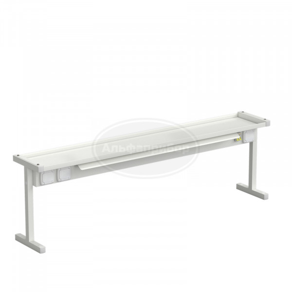 Полка для стола нижняя с электрикой 1475x250x450 мм, белый металл