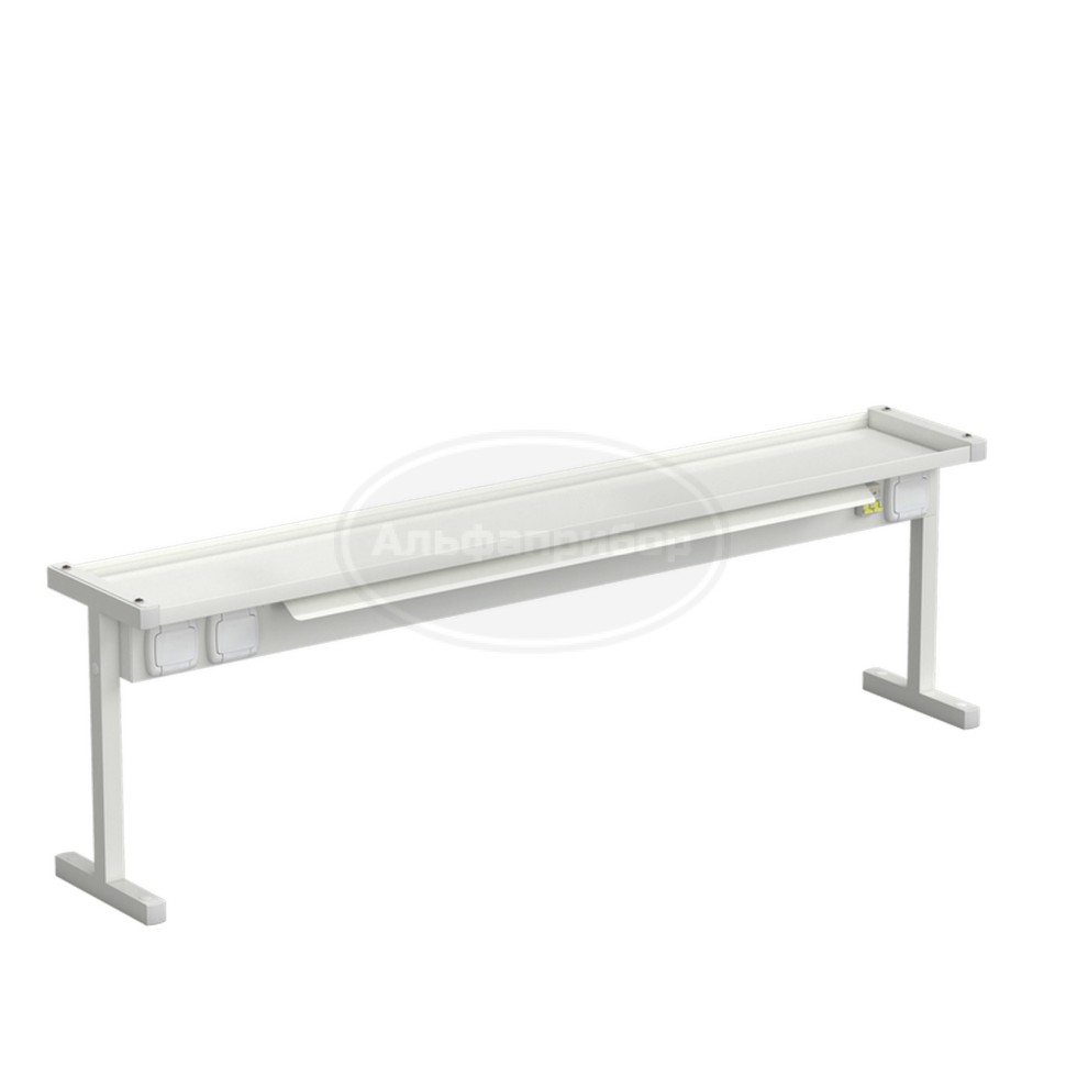 Полка для стола нижняя с электрикой 1475x250x450 мм, белый металл