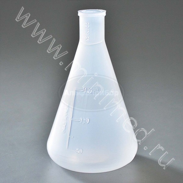 Колба коническая 125мл, горловина 14/23 с делениями без пробки, п/п, Kartell, упаковка 1/10шт