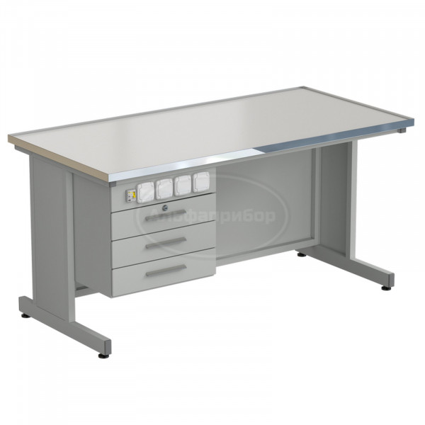 Стол преподавателя с подвесной тумбой и электрикой 1515х750х760 мм, раб. поверхность - Labgrade-лайт