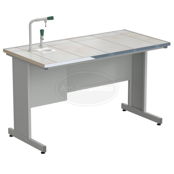 Стол пристенный с подводом воды 1515х750х900 мм, раб. поверхность - керамика