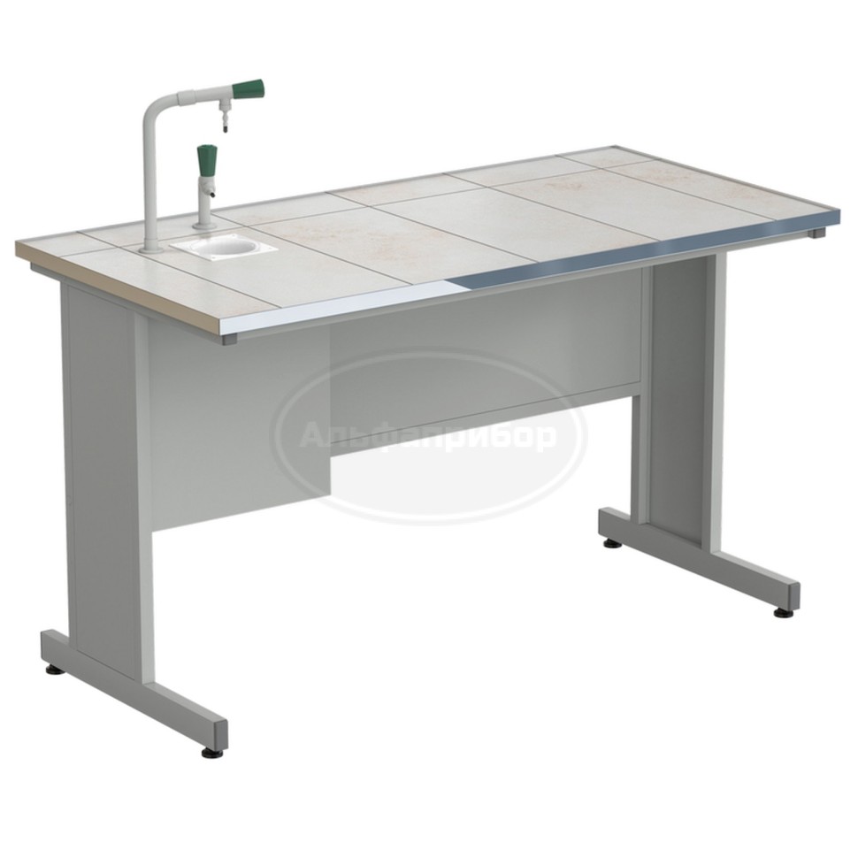 Стол пристенный с подводом воды 1515х750х900 мм, раб. поверхность - керамика