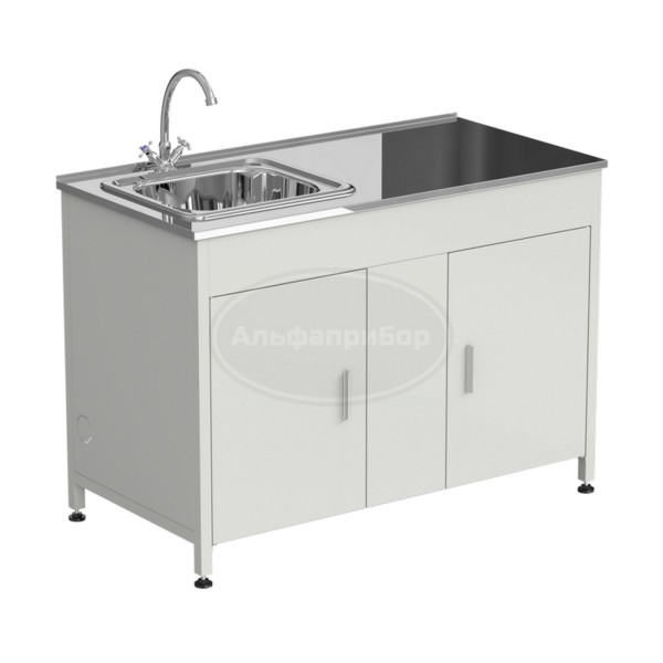 Стол-мойка 1200x600x850 мм, раковина слева, материал раковины - нержавеющая сталь