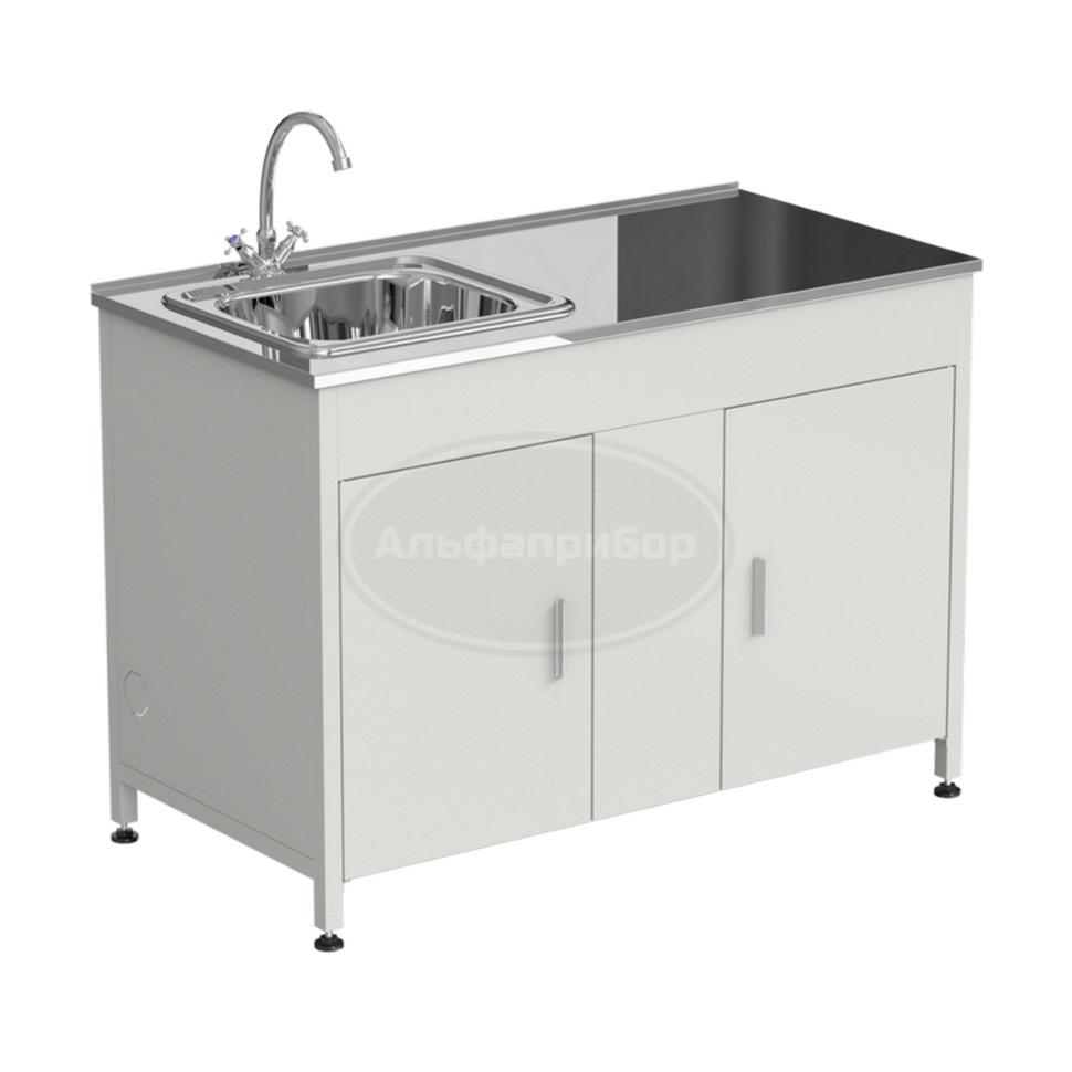 Стол-мойка 1200x600x850 мм, раковина слева, материал раковины - нержавеющая сталь