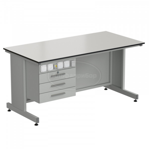 Стол преподавателя с подвесной тумбой, электрикой + слот 1500х750х760 мм, раб. поверхность - Labgrade