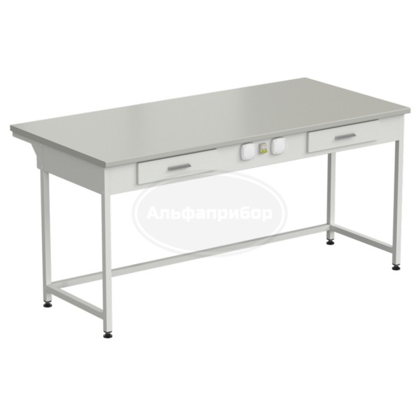 Стол приборный с 2 ящиками и электрикой 1800x850x850 мм, раб. поверхность - серый ламинат