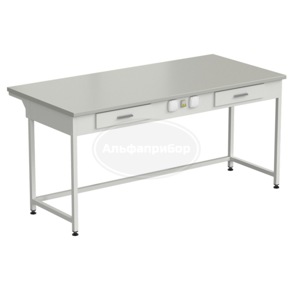 Стол приборный с 2 ящиками и электрикой 1800x850x850 мм, раб. поверхность - серый ламинат