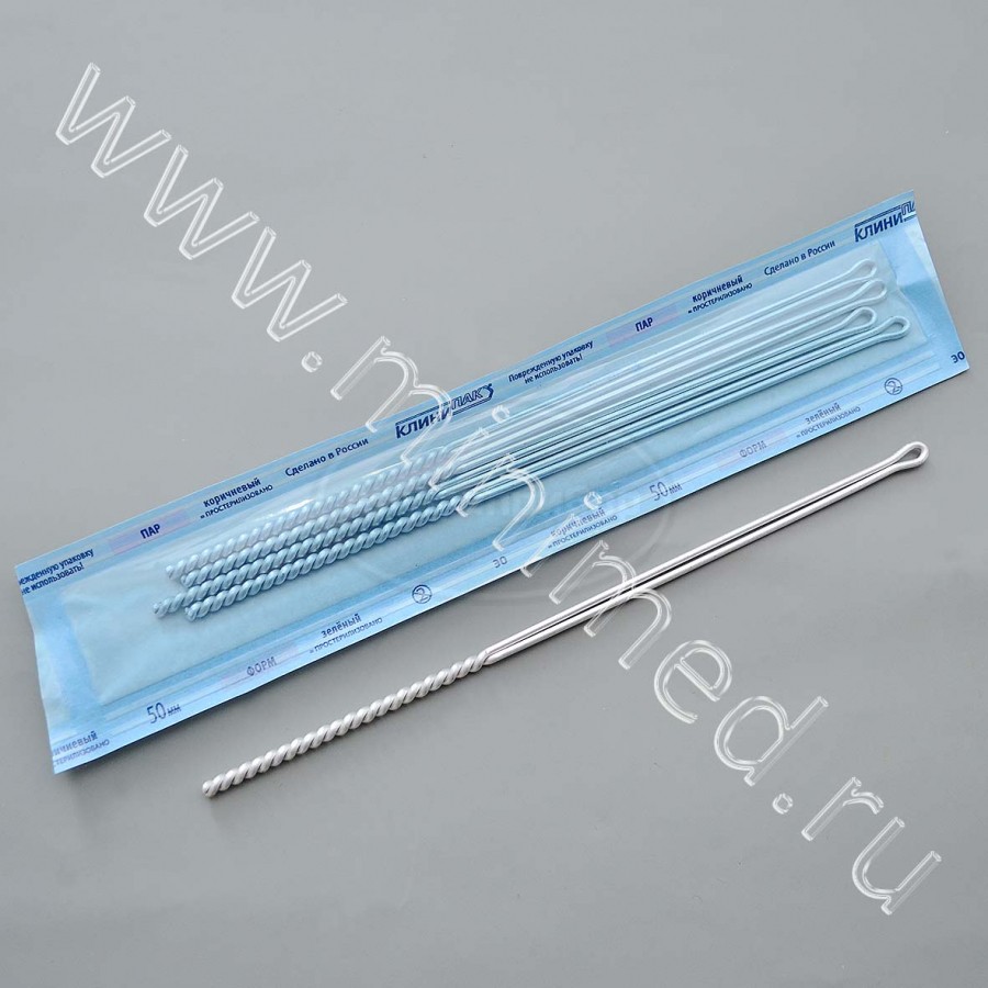 Петля ректальная прямая крученая алюминиевый сплав, уп,5шт, Bacter (BR-002)