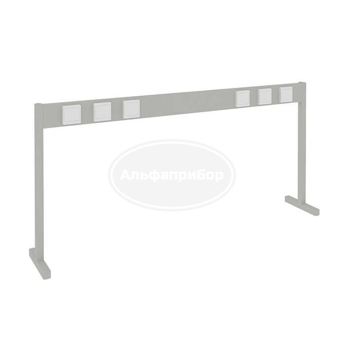Полка для стола с 6-ю розетками (стойка) 1475x690 мм, белый металл