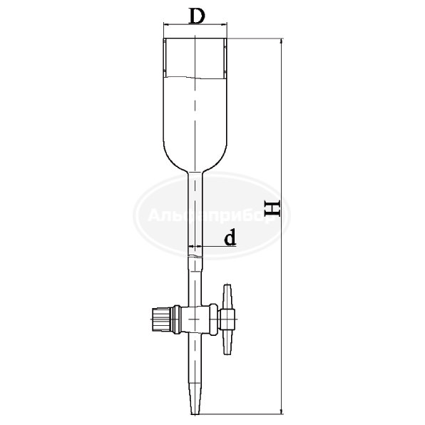 Колонка хроматографическая с краном тефлоновым, эскиз 2-1023-01