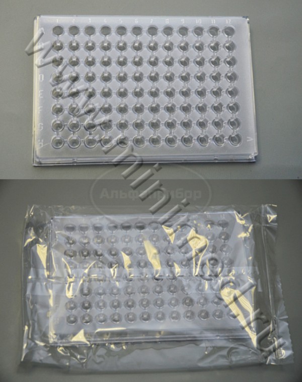 Планшет с лунками для лабораторных исследований, ПС, 96 лунок, V-образное дно, без крышки, стерильный, индивидуальная упаковка /50шт, Aptaca