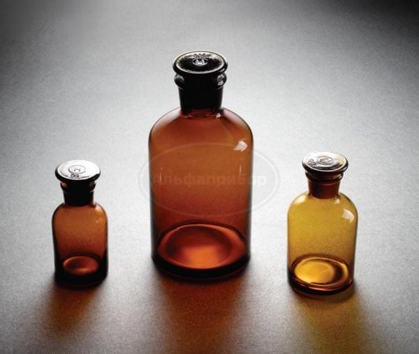 Склянка с притертой пробкой 125 мл узкое горло темная