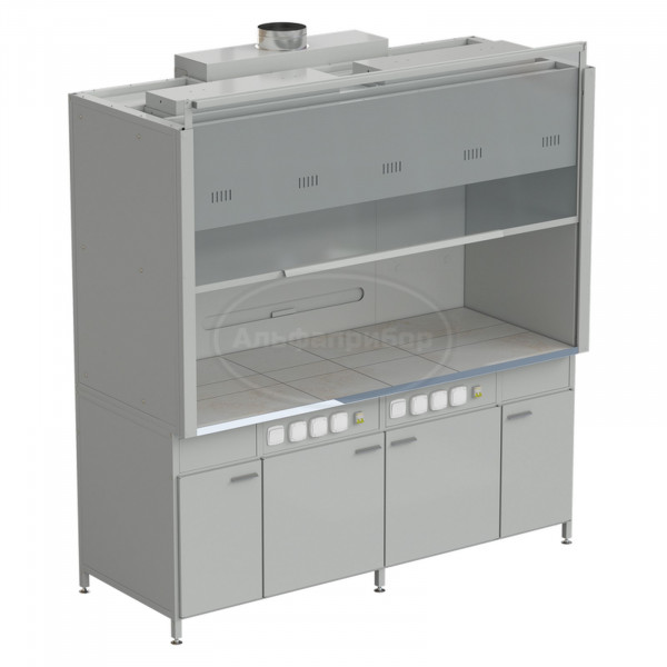 Шкаф вытяжной 2 светильника 2000х900х2145 мм, раб. поверхность - керамика