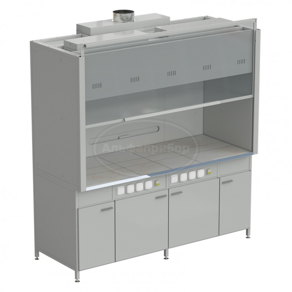 Шкаф вытяжной 2 светильника 2000х900х2145 мм, раб. поверхность - керамика