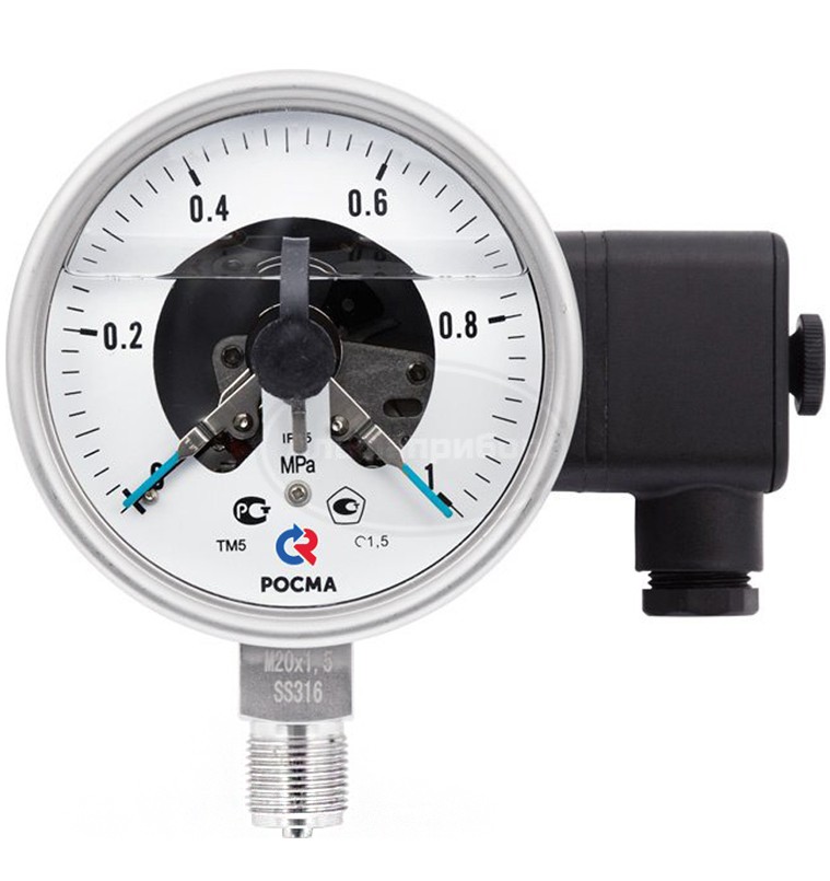 Манометр коррозионностойкий виброустойчивый с электроконтактной приставкой ТМ-521.05