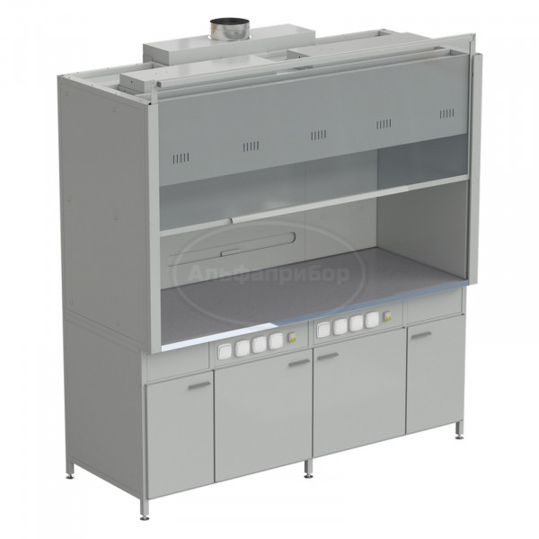 Шкаф вытяжной 2 светильника 2000х900х2145 мм, раб. поверхность - монолитный керамогранит