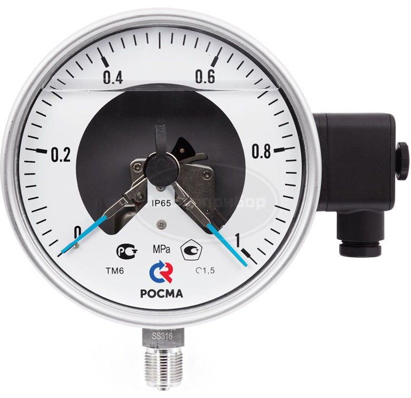 Манометр коррозионностойкий виброустойчивый с электроконтактной приставкой ТМ-621.05