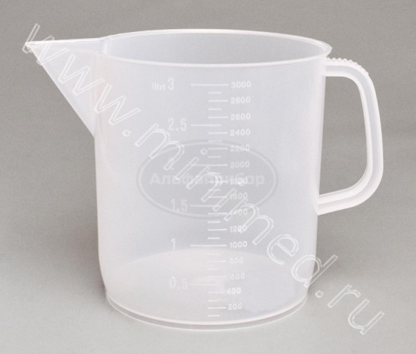 Стакан низкий 3000мл с ручкой, с делениями п/п, Kartell, упаковка 1шт