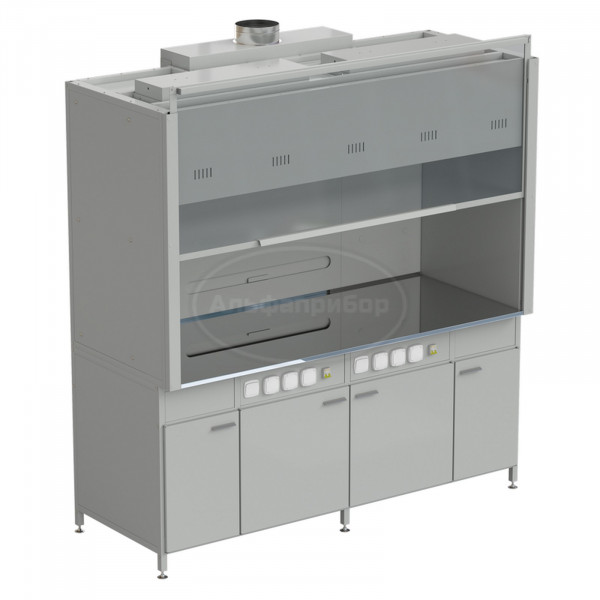 Шкаф вытяжной 2 светильника 2000х900х2145 мм, раб. поверхность - нержавеющая сталь