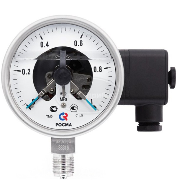 Вакуумметр коррозионностойкий виброустойчивый с электроконтактной приставкой ТВ-521.05