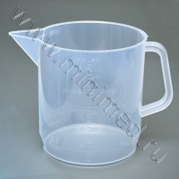 Стакан низкий 3000мл с ручкой, с делениями п/п, LAMAPLAST, упаковка 1/12шт