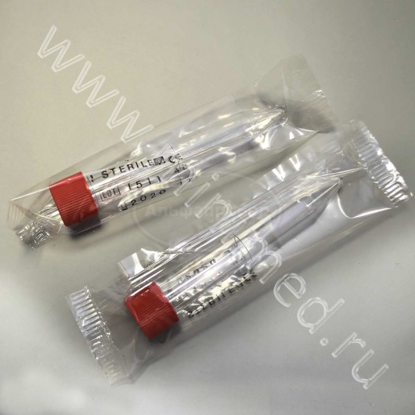 Пробирка лабораторная 13,5мл, коническая,16*110 мм, с винтовой крышкой, стерильная, без делений, п/c, индивидуальная упаковка /100/800шт, Aptaca