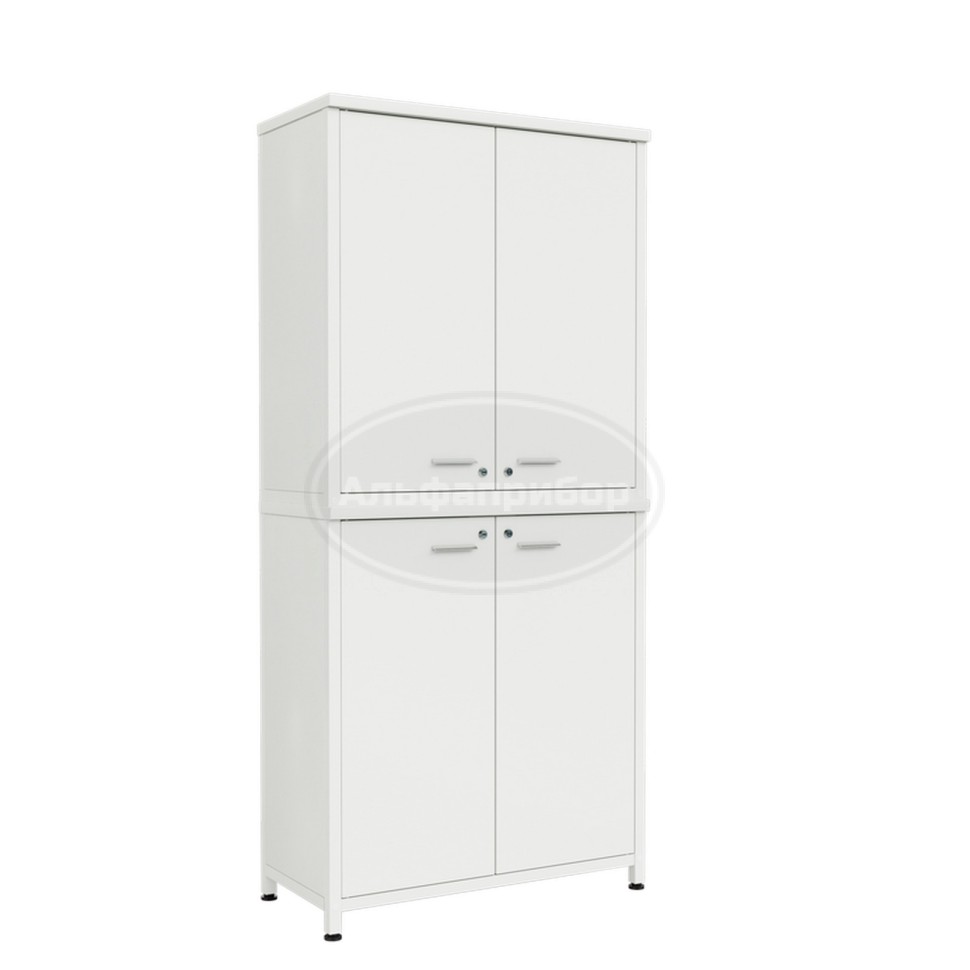 Шкаф для вспомогательного оборудования 2 секции, 4 двери 905х435х1970 мм, белый