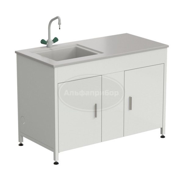 Стол-мойка 1200х600х850 мм, с одной раковиной смеситель TOF, материал раковины - Durcon