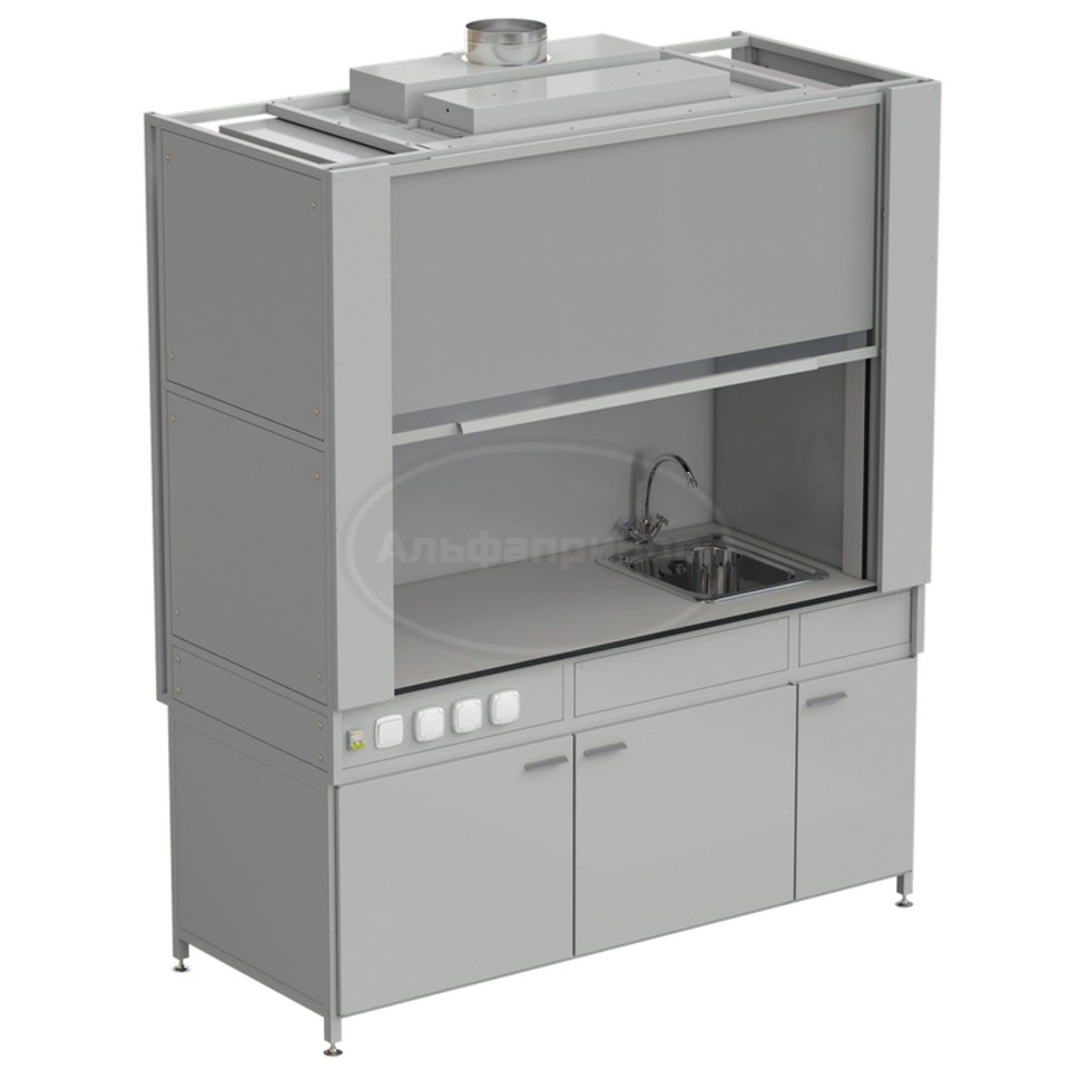 Шкаф вытяжной с коконом из стеклопластика с мойкой из НС и смесителем с электрикой 1800х820х2240 мм, раб. поверхность - Labgrade
