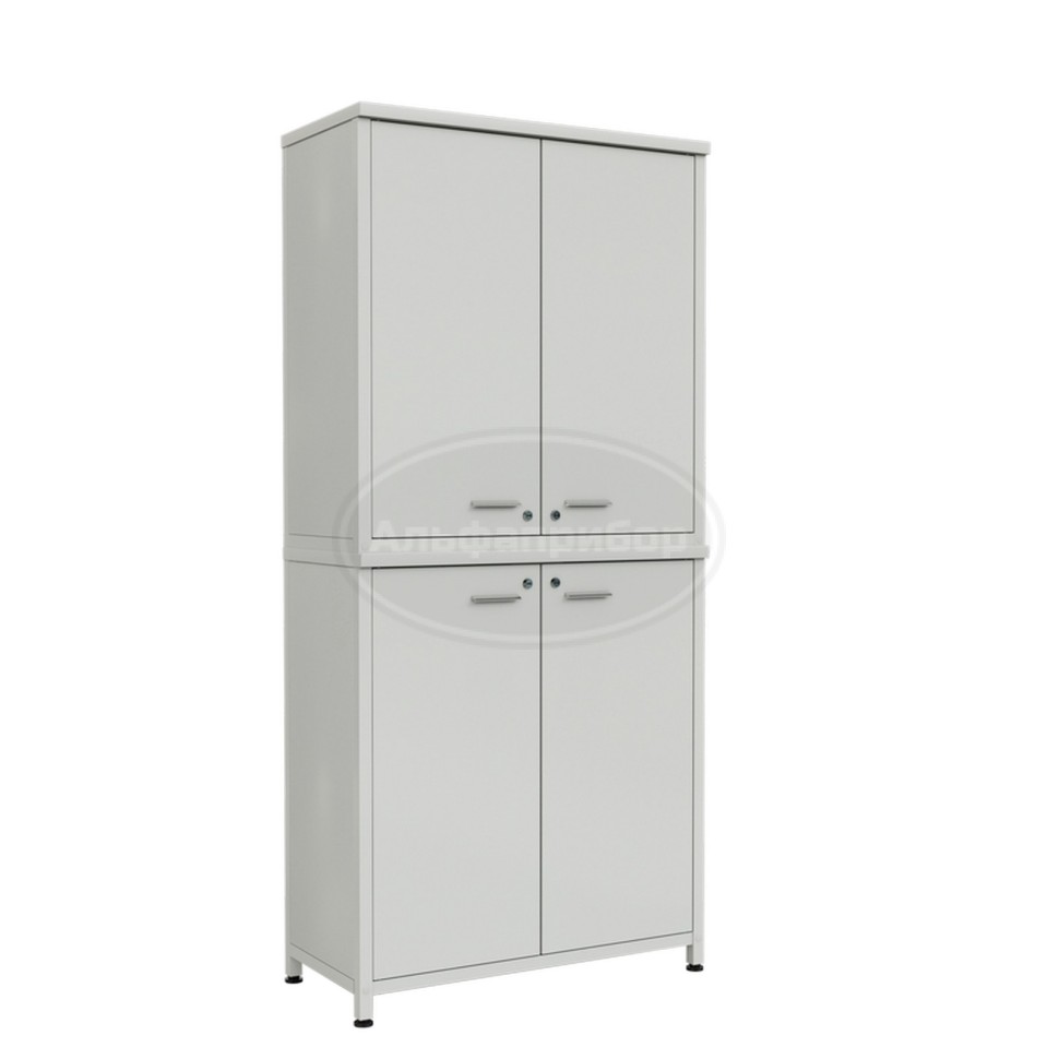 Шкаф для вспомогательного оборудования 2 секции, 4 двери 905х435х1970 мм, серый