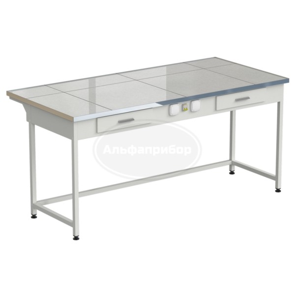 Стол приборный с 2 ящиками и электрикой 1820x850x850 мм, раб. поверхность - керамогранит