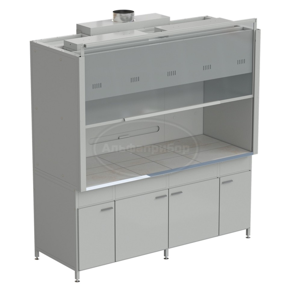 Шкаф вытяжной 2 светильника ВЗБ 2000х900х2145 мм, раб. поверхность - керамика