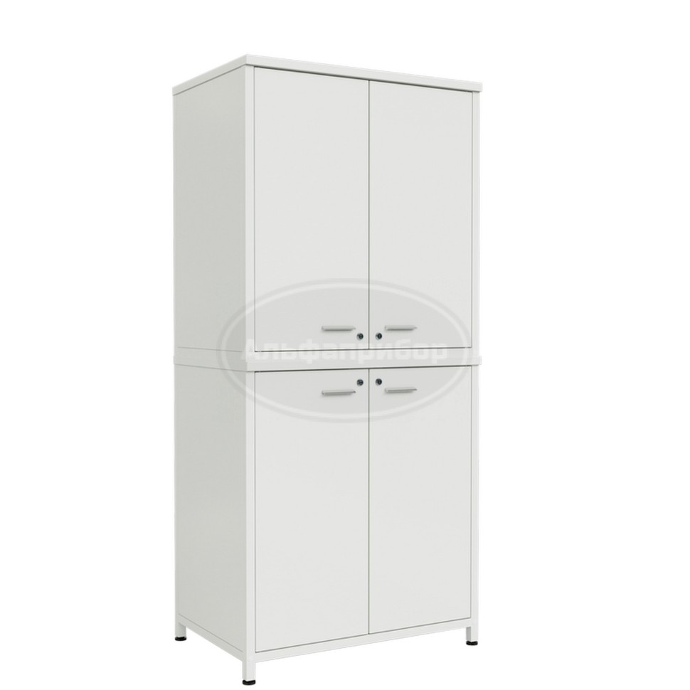 Шкаф для вспомогательного оборудования 2 секции, 4 двери 905х615х1970 мм, белый