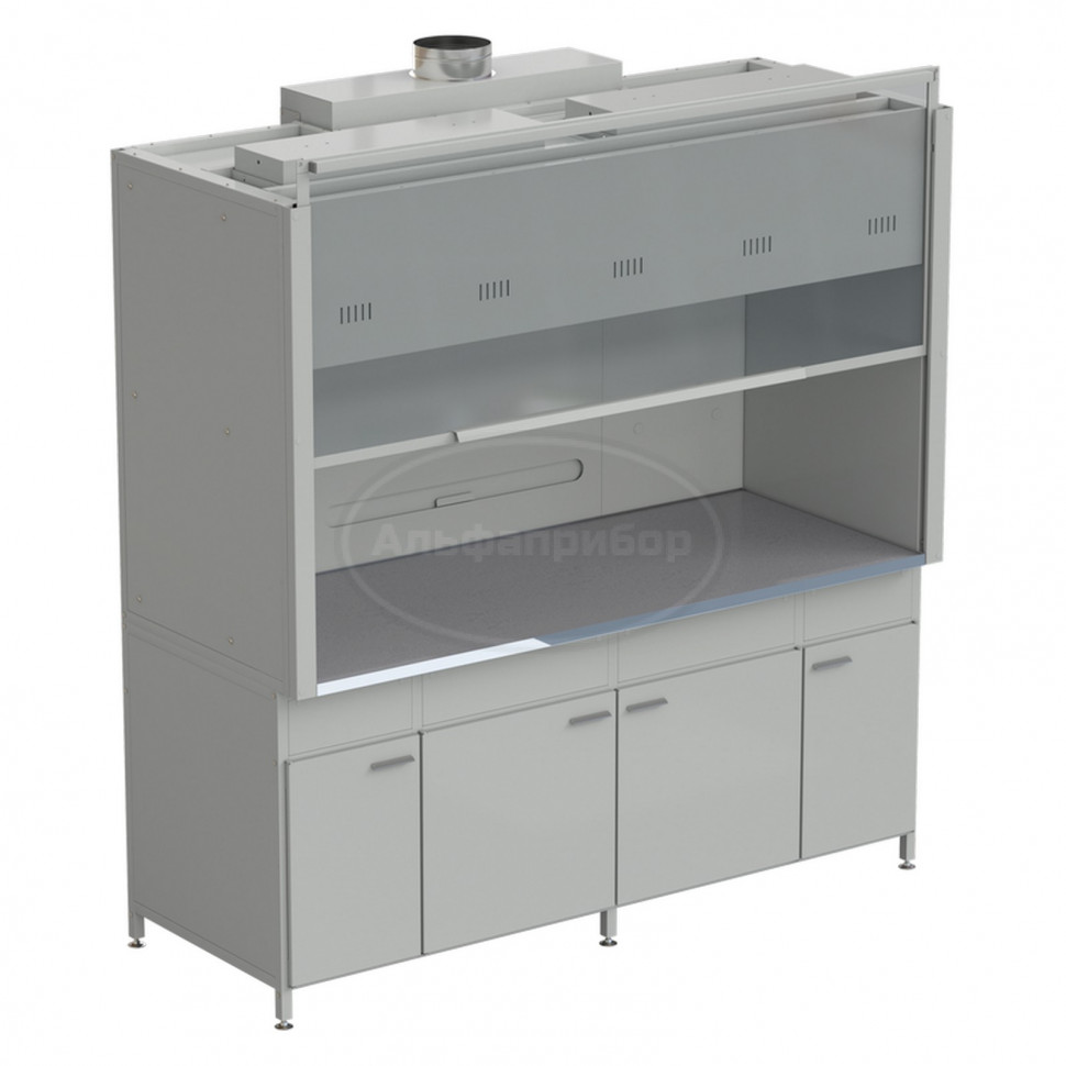 Шкаф вытяжной 2 светильника ВЗБ 2000х900х2145 мм, раб. поверхность - монолитный керамогранит