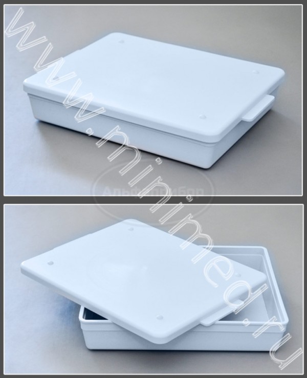 Лоток полимерный прямоугольный с крышкой, без ячеек, ЛПпу-0,5А "ЕЛАТ" (автоклавируемый)