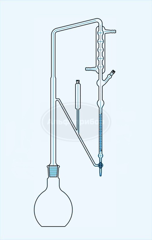 Аппарат для определения эфирных масел 1мл (0,05) бутыль 1000мл, Technosklo