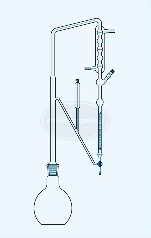 Аппарат для определения эфирных масел 1мл (0,05) бутыль 1000мл, Technosklo